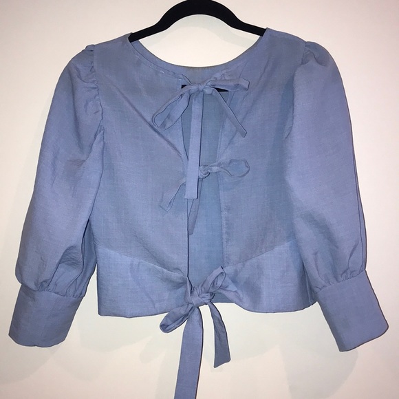 LF favlux Top with Back Bow tie detail puff sleeve - Picture 6 of 9